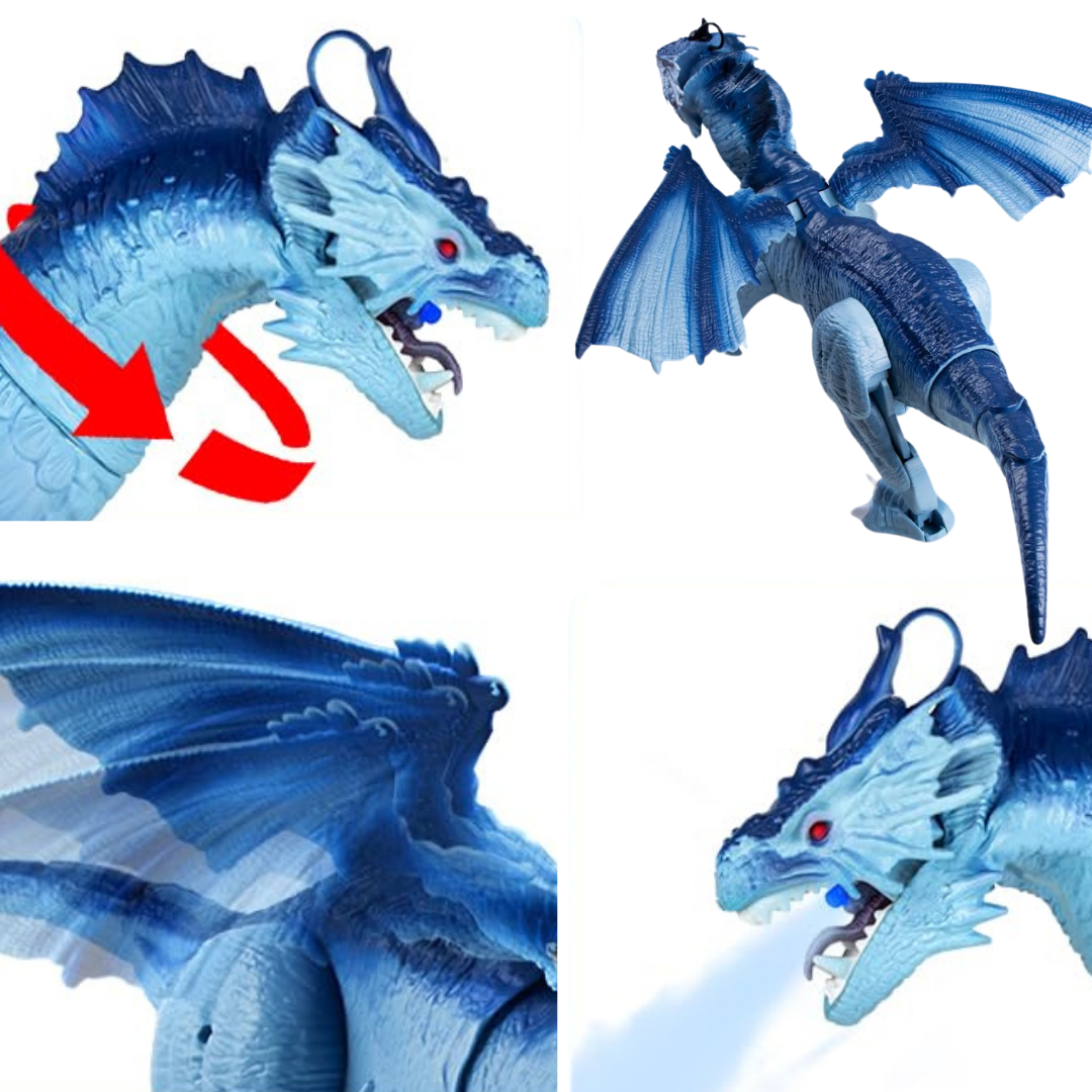 Remote Control Dragon Toy with Roaring, Spraying & Light Up